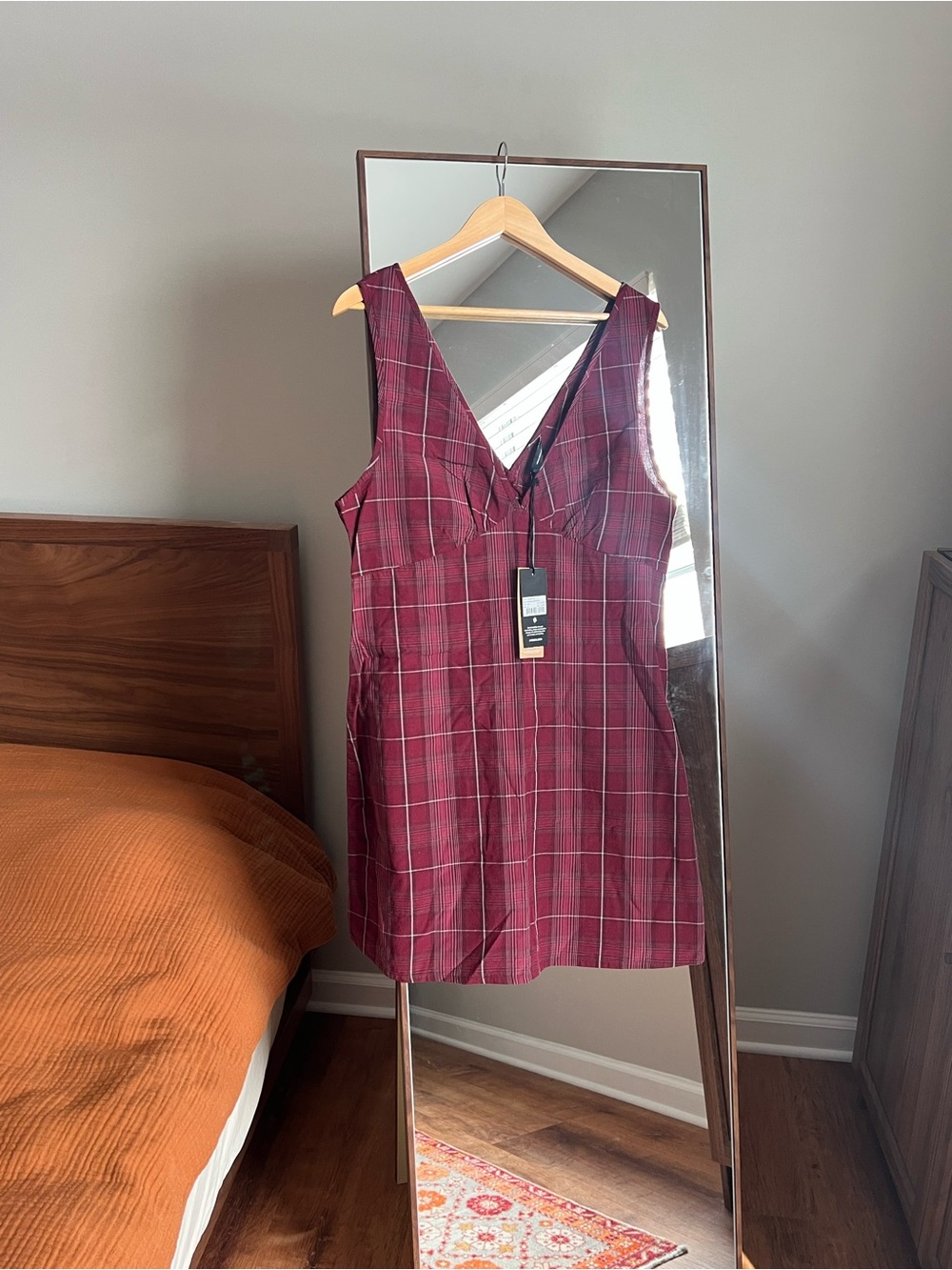 Afends Red Check Mini Dress XL